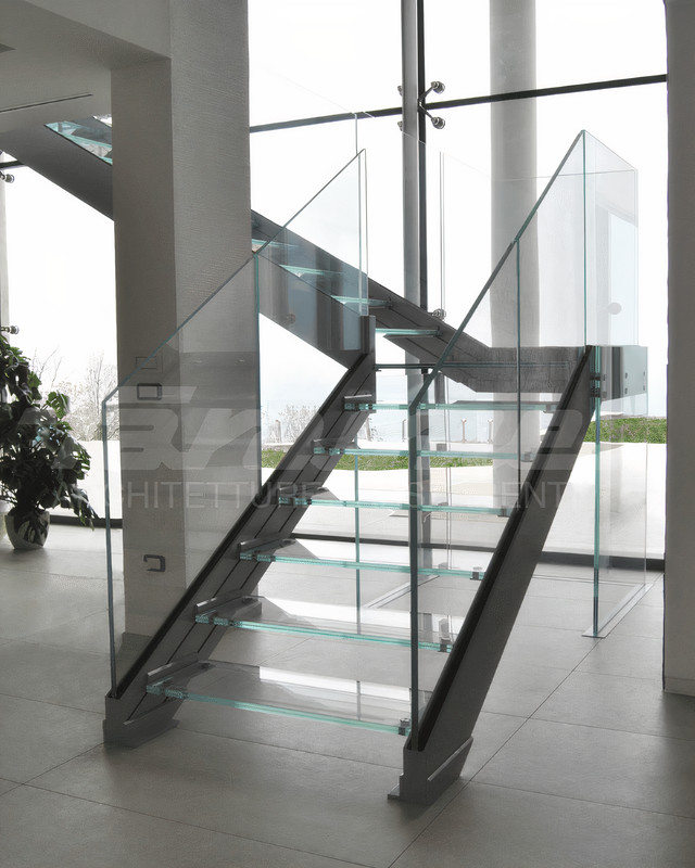 Glass railings for indoor stairs in Malta
